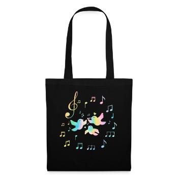 Oiseaux colorés Femmes Filles Notes de musique mignonnes - Sac en tissu - noir - Devant