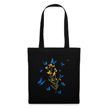 Blauer Schmetterling Wildblume Frauen Garten - Stoffbeutel - Schwarz - Vorne