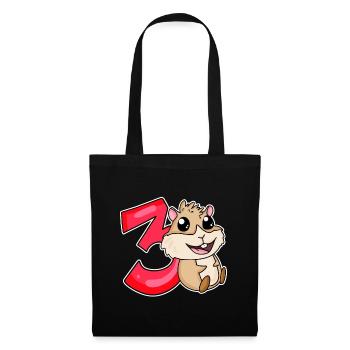 3 ans - 3 anniversaires avec motif animal - Sac en tissu - noir - Devant