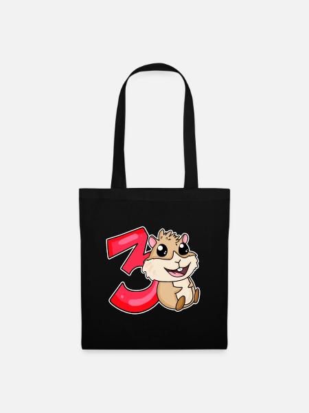 3 ans - 3 anniversaires avec motif animal - Sac en tissu - noir