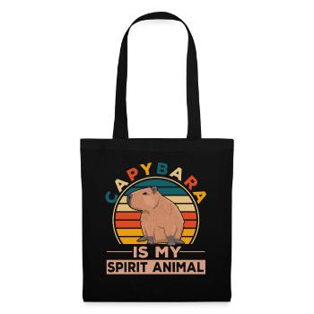 Sympathique amoureux des animaux Happy Capybara - Sac en tissu - noir - Devant