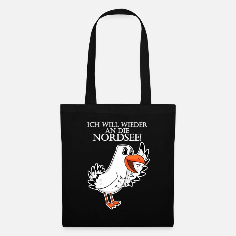 Nordsee Plattdeutsch Spruch Moin Möwe - Stoffbeutel - Schwarz