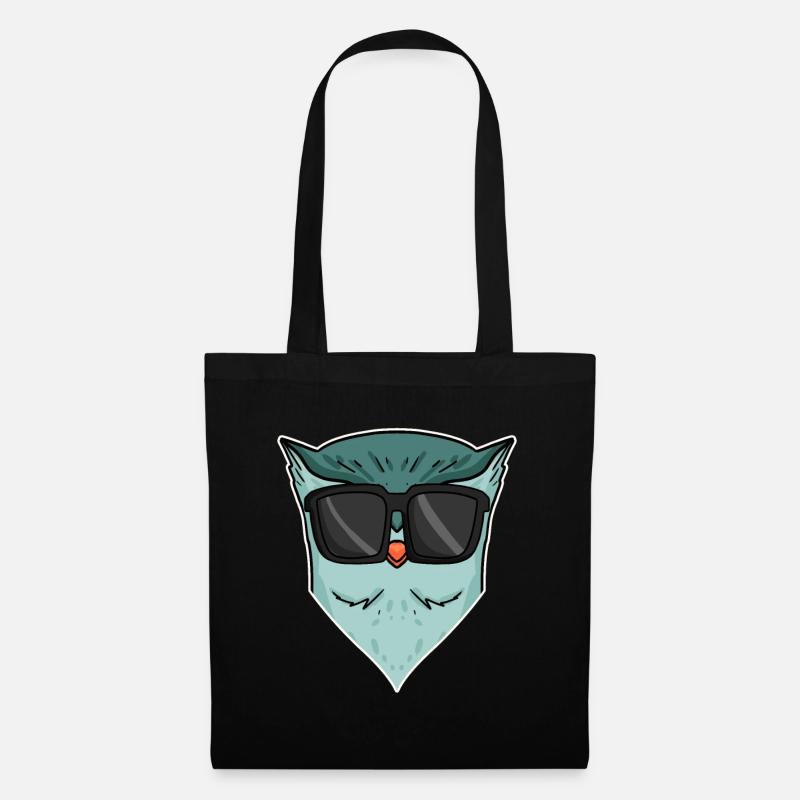 Eule mit Sonnenbrille - Stoffbeutel - Schwarz