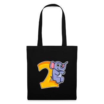2 Jahre alt - 2. Geburtstag mit Tier Motiv - Stoffbeutel - Schwarz - Vorne