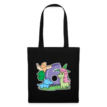 6 ans - 6ème anniversaire avec motif animal - Dino - Sac en tissu - noir - Devant