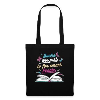 Bücher Buch lesen Bücherei Bibliothek Bücherwurm - Stoffbeutel - Schwarz - Vorne
