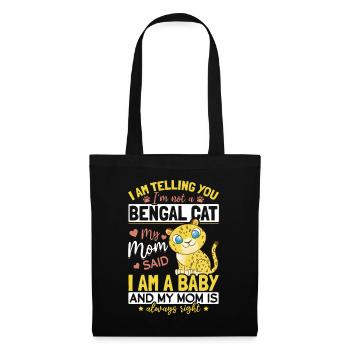 Maman chat du Bengale dit que bébé chaton de race de chat - Sac en tissu - noir - Devant