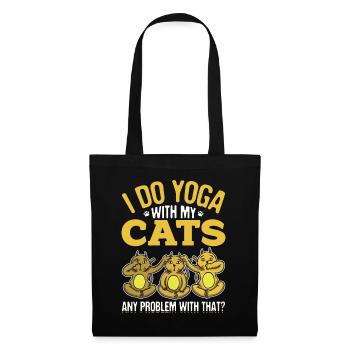 Yoga Und Katzen Meditieren Namaste Geschenk - Stoffbeutel - Schwarz - Vorne