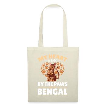 Herz Gehört Bengal Katze Geschenk Samtpfote - Stoffbeutel - Natur - Vorne