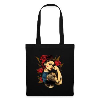 Femme forte Mère Roses Cadeau de fête des mères - Sac en tissu - noir - Devant