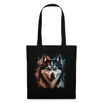 Siberian Husky Hund - Stoffbeutel - Schwarz - Vorne