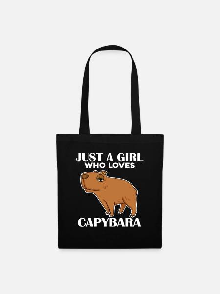 Capybara Mädchen Spruch - Stoffbeutel - Schwarz
