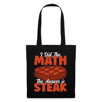 Die Antwort ist Steak Funny Steak Lover Joke Feinschmecker - Stoffbeutel - Schwarz - Vorne