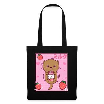 Kawaii Seeotter Erdbeermilchshake Otaku - Stoffbeutel - Schwarz - Vorne