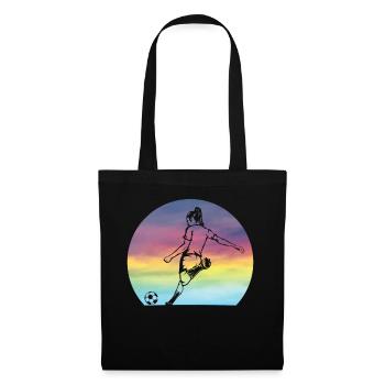 Women's Soccer Silhouette Retro Sunset Girls - Tote Bag - black - Front