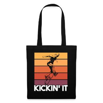 Skateboarder Kickin' It Lustiges Retro Skateboarding - Stoffbeutel - Schwarz - Vorne