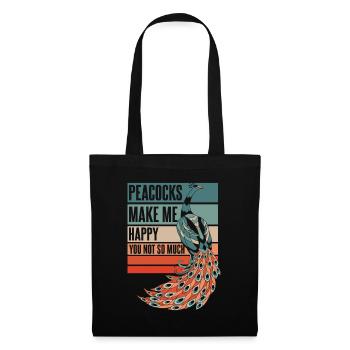 Paon Oiseau Animal Paons - Sac en tissu - noir - Devant