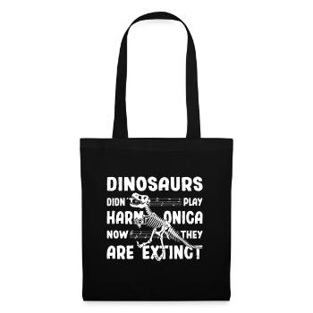 Funny Harmonica Dinosaur Joke Harmonicist Gift - Stoffbeutel - Schwarz - Vorne
