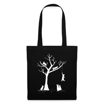 Chats ludiques Arbre Félin Chatons mignons - Sac en tissu - noir - Devant