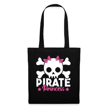 Niedlicher Pirat Prinzessin Rosa Piratenschädel und - Stoffbeutel - Schwarz - Vorne