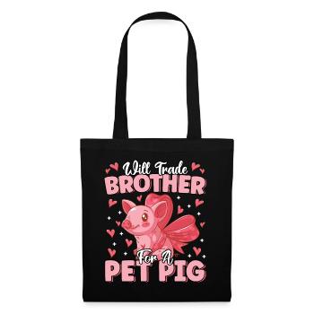 Échangera son frère contre un cochon de compagnie mignon fermier drôle - Sac en tissu - noir - Devant