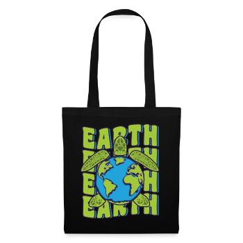 Groovy Planet Earth Day Meeresschildkrötenliebhaber Ozean - Stoffbeutel - Schwarz - Vorne