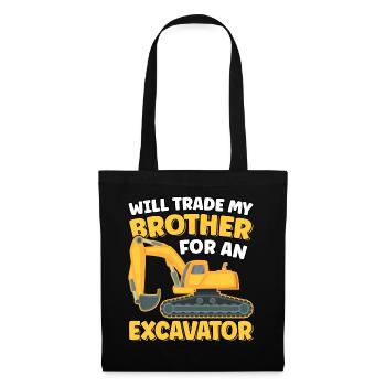Will Trade Brother For An Excavator Funny - Tote Bag - black - Front