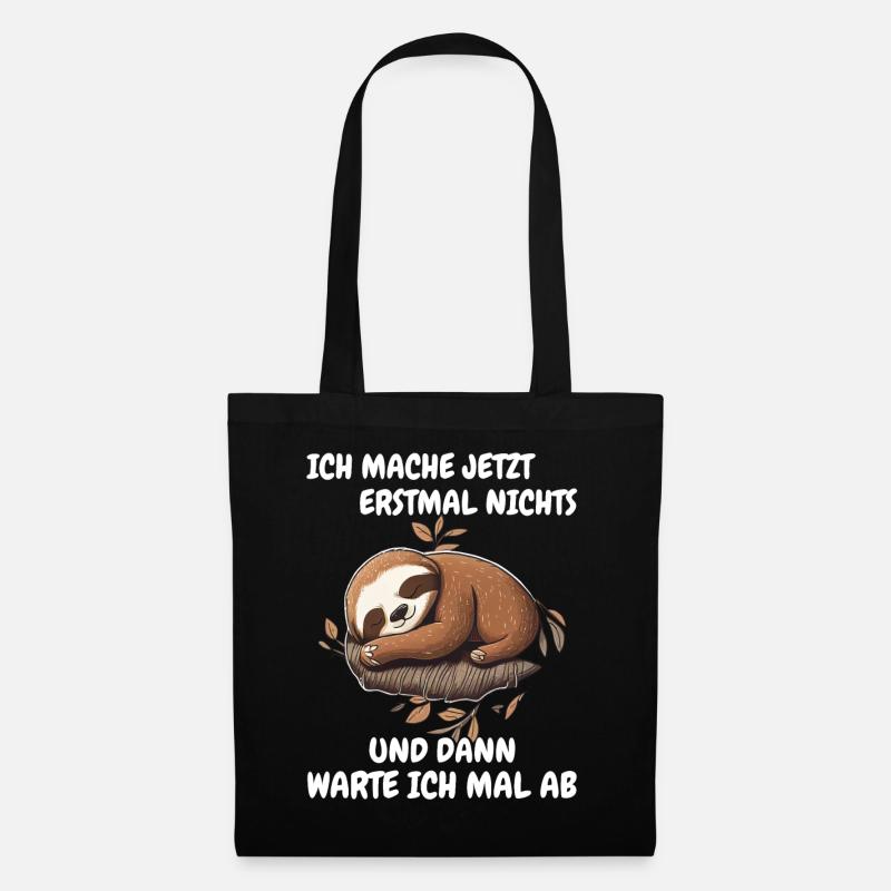 Faultier Faultiere Tier Schlafen Faul - Stoffbeutel - Schwarz