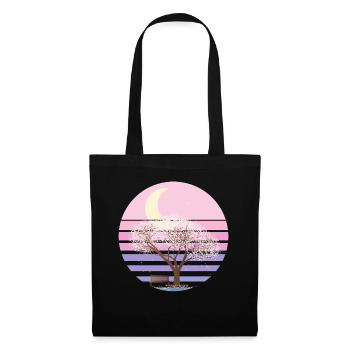 Kirschblüte Japanisch Pastell Goth Moon - Stoffbeutel - Schwarz - Vorne
