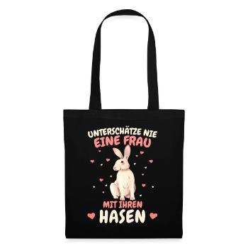 Hase Hasen Kaninchen Haustier - Stoffbeutel - Schwarz - Vorne
