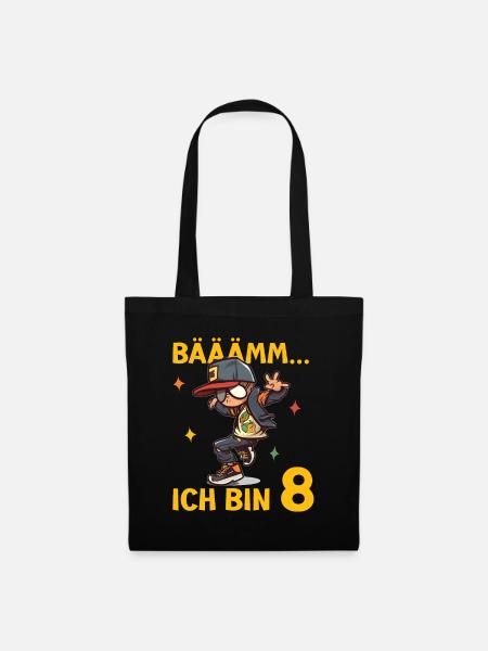 8.Geburtstag Jungen - Bääm ich bin 8 Coole Jungs - Stoffbeutel - Schwarz