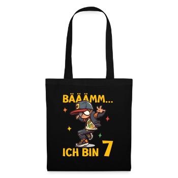 7.Geburtstag Jungen - Geburtstagsgeschenk 7 Jahre - Stoffbeutel - Schwarz - Vorne