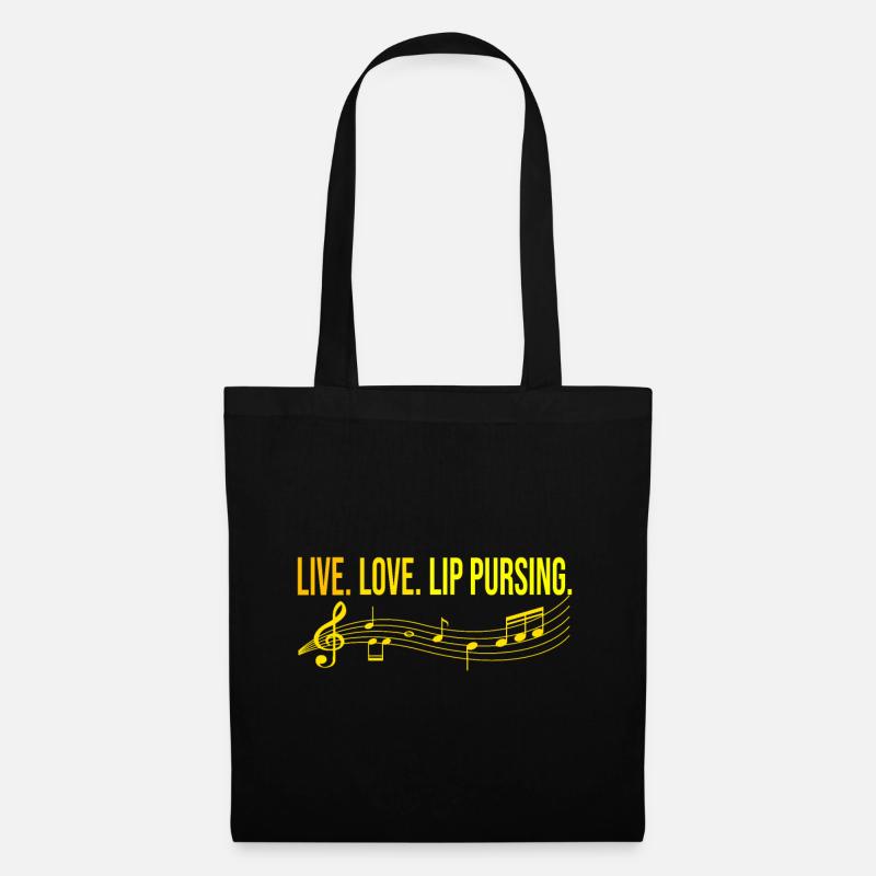 Live Love Lip Pursing Harmonica Player Gift - Stoffbeutel - Schwarz