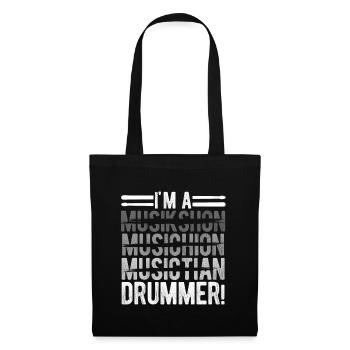 Schlagzeug Spieler Drummer - Stoffbeutel - Schwarz - Vorne