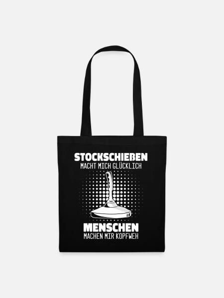 Stockschütze Eisstockschießen Eisstock - Stoffbeutel - Schwarz