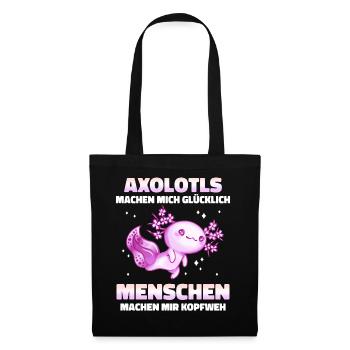 Axolotl Schwanzlurch Axolotls - Stoffbeutel - Schwarz - Vorne