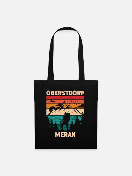 Alpenüberquerung Oberstdorf Meran E5 Fernwanderweg - Stoffbeutel - Schwarz