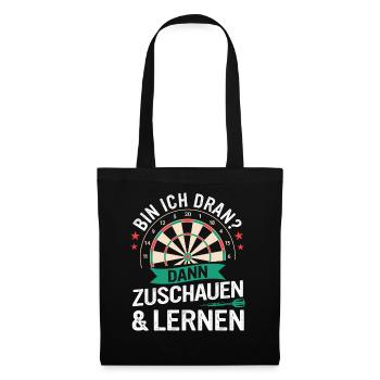 Dart Darts Dartspieler Dartsport - Stoffbeutel - Schwarz - Vorne