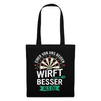 Dart Darts Dartspieler Dartsport - Stoffbeutel - Schwarz - Vorne