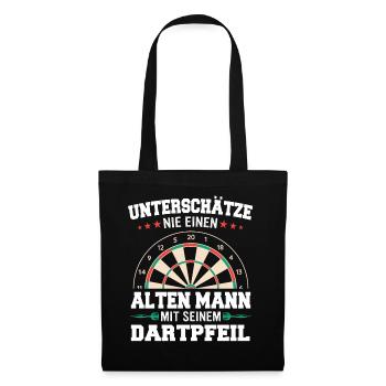 Dart Darts Dartspieler Dartsport - Stoffbeutel - Schwarz - Vorne