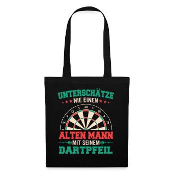Dart Darts Dartspieler Dartsport - Stoffbeutel - Schwarz - Vorne
