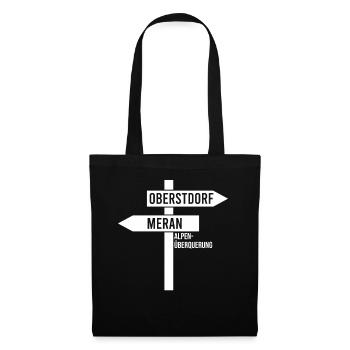 Crossing the Alps Oberstdorf Merano E5 long-distance hiking trail - Tote Bag - black - Front