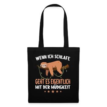 Faultier Faultiere Tier Schlafen Faul - Stoffbeutel - Schwarz - Vorne