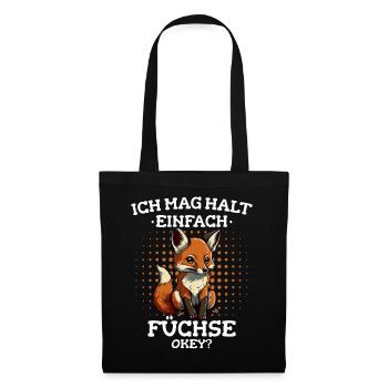 Fuchs Füchse Wildtier Waldtier Rotfuchs - Stoffbeutel - Schwarz - Vorne