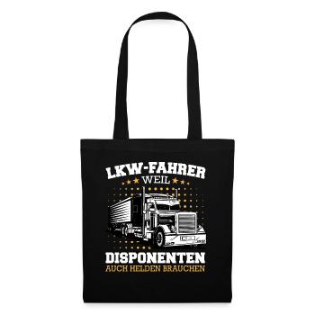 LKW Fahrer Fernfahrer Lastkraftwagenfahrer - Stoffbeutel - Schwarz - Vorne