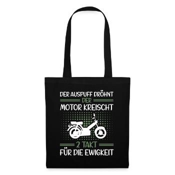 Moped Mokick Lustig Auspuff Dröhnt Motor Kreischt - Stoffbeutel - Schwarz - Vorne