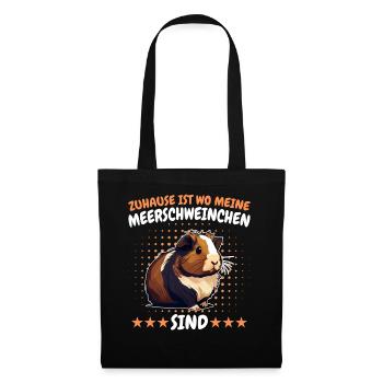 Meerschweinchen Kurzhaar Langhaar Crested - Stoffbeutel - Schwarz - Vorne
