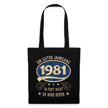 42. Geburtstag 1981 Guter Jahrgang - Stoffbeutel - Schwarz - Vorne