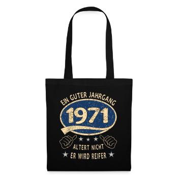 52. Geburtstag 1971 Guter Jahrgang - Stoffbeutel - Schwarz - Vorne