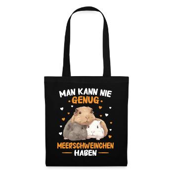 Meerschweinchen Kurzhaar Langhaar Crested - Stoffbeutel - Schwarz - Vorne